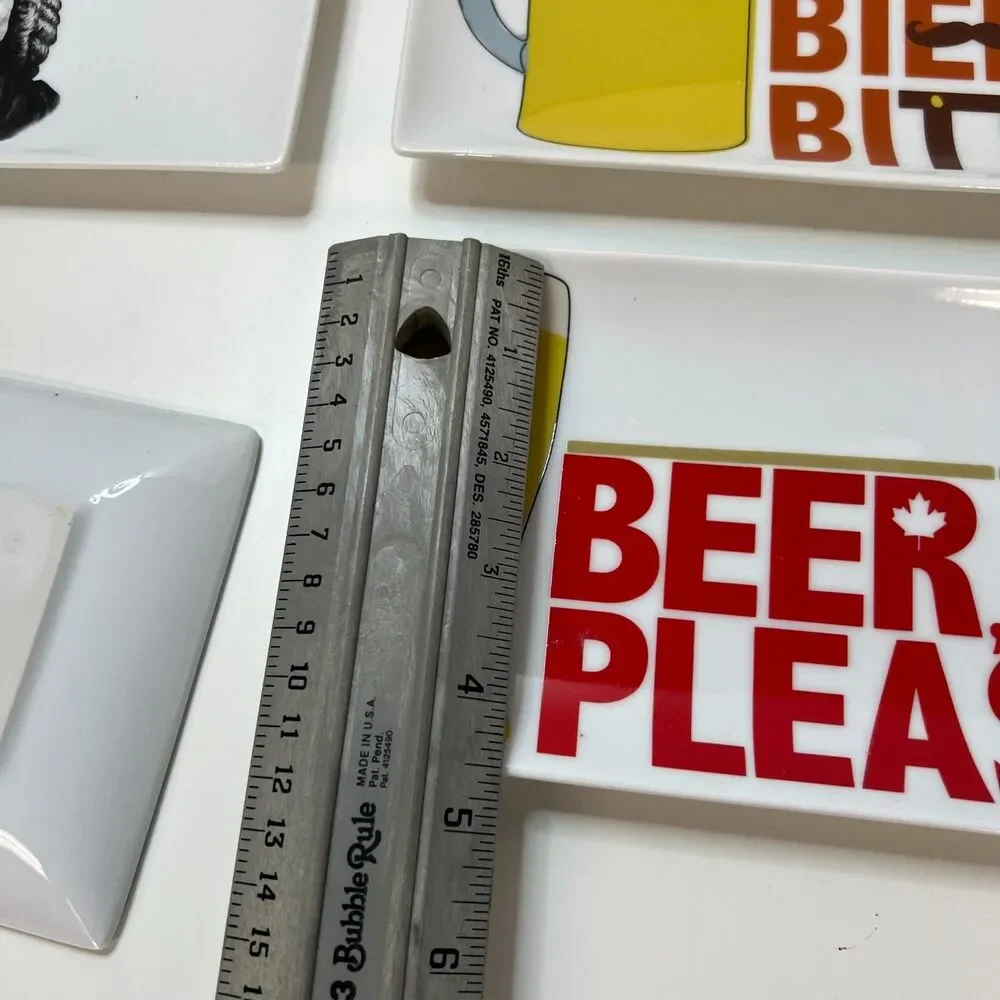 4 CRATE & BARREL Beer Snack Plates oktoberfest party decor table cerveza canada
